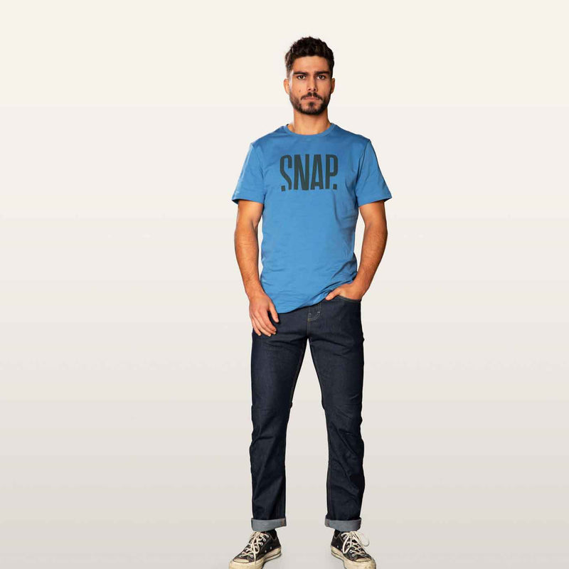 Load image into Gallery viewer, snap climbing mens logo tee climbing clothing steel blue 2
