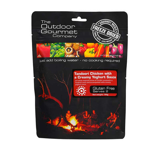 the outdoor gourmet company tandoori chicken freeze dried meal